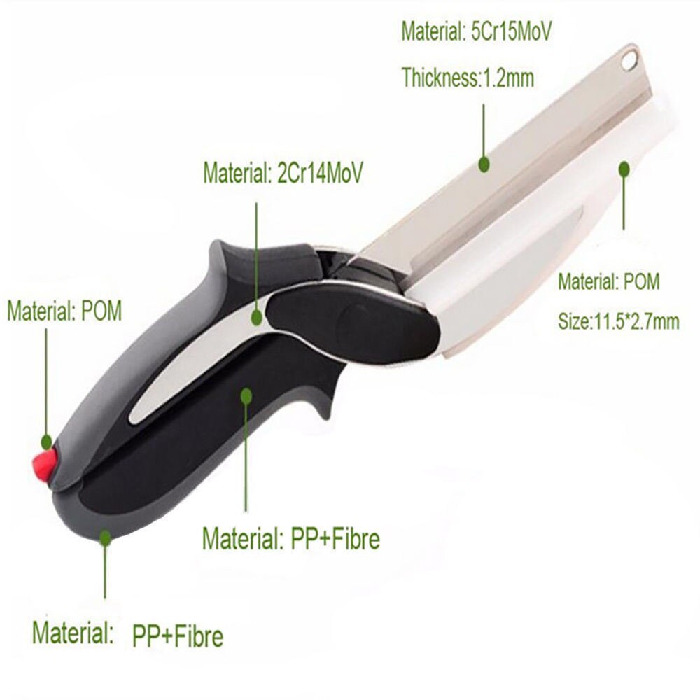 Keukenschaar - 24.5cm - Roestvrij Staal & PP Handvat - Snijplank Hakker - Fruit Groente Snijder