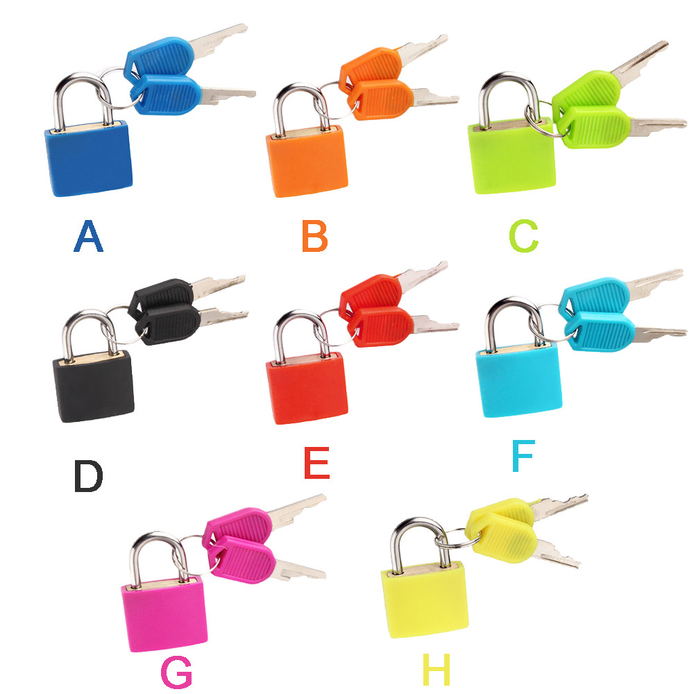 Metal and plastic Small Mini Strong Steel Padlock Travel Suitcase Diary Lock With 2 Keys Colored plastic case padlock G815