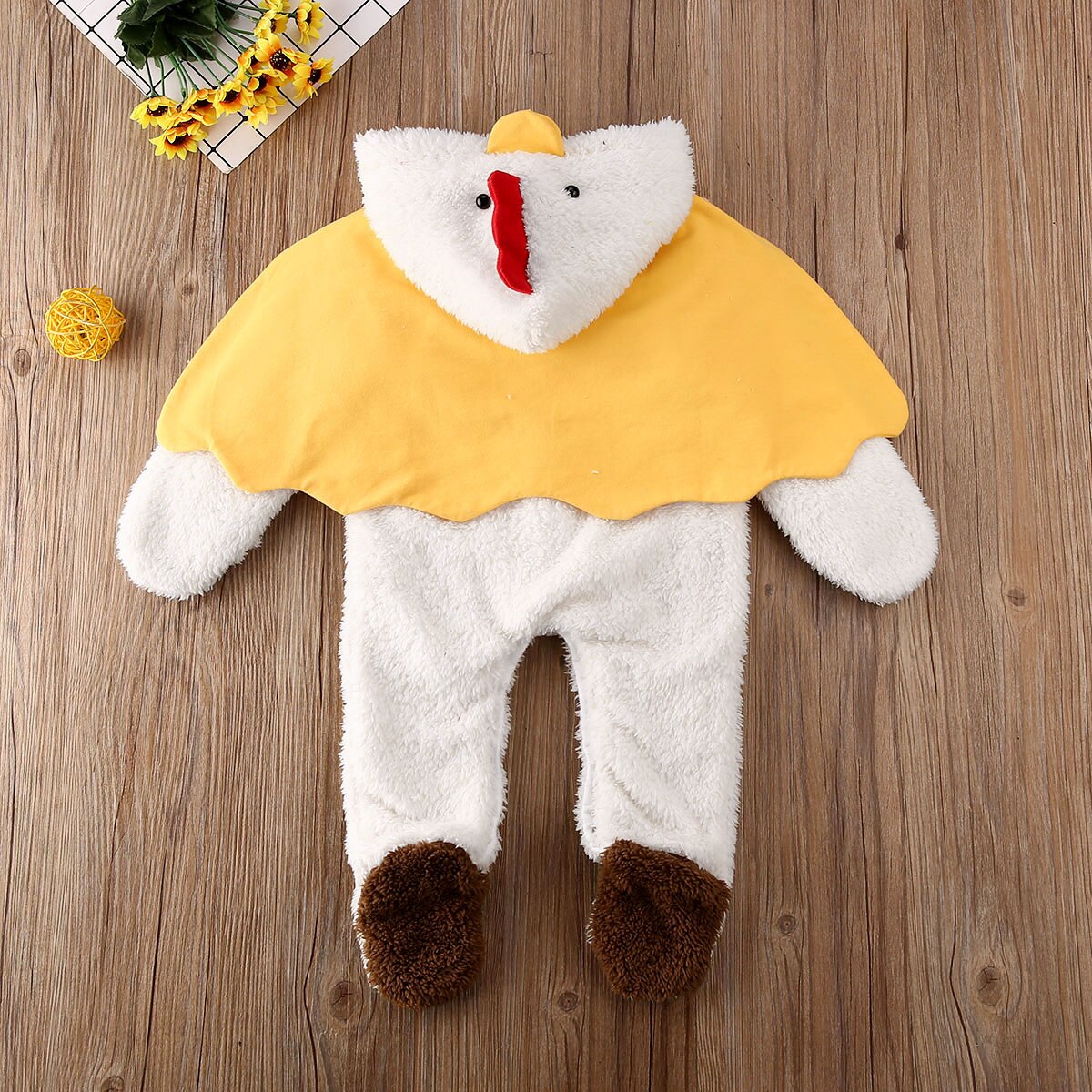 Pudcoco Ons Voorraad 0-24M Winter Baby Baby Jongens Meisjes Warm Cartoon Kip Hoodies Romper Jumpsuit Outfits/