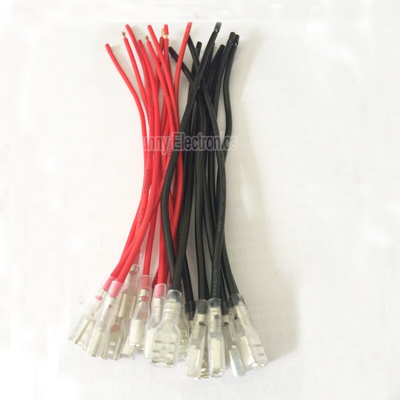 Terminales de crimpado hembra de empalme de cable de 2,8mm, 4,8mm y 6,3mm con cable de 15CM para coche, bicicleta, etc. 12 Uds.: 4.8mm 5red 5black