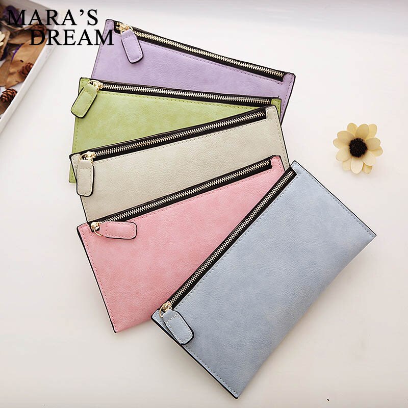 Mara's Dream Korean Version Of The Women's Coin Purse Card Bag Frosted Leather Long Wallet Explosion Models Solid Color