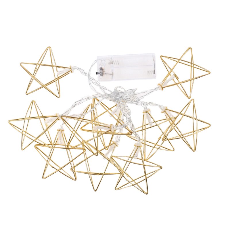 Vijfpuntige Ster Led Kerstverlichting String Light Metal Battery Operated Kerstverlichting Voor Halloween Party Bruiloft Decoratie: Default Title