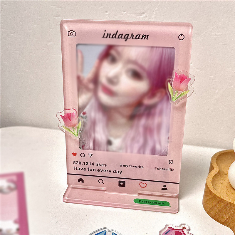 3in kawaii akryl fotoramar fotokortshållare transparent fotoskydd pärm fotokort idol fotofodral brevpapper