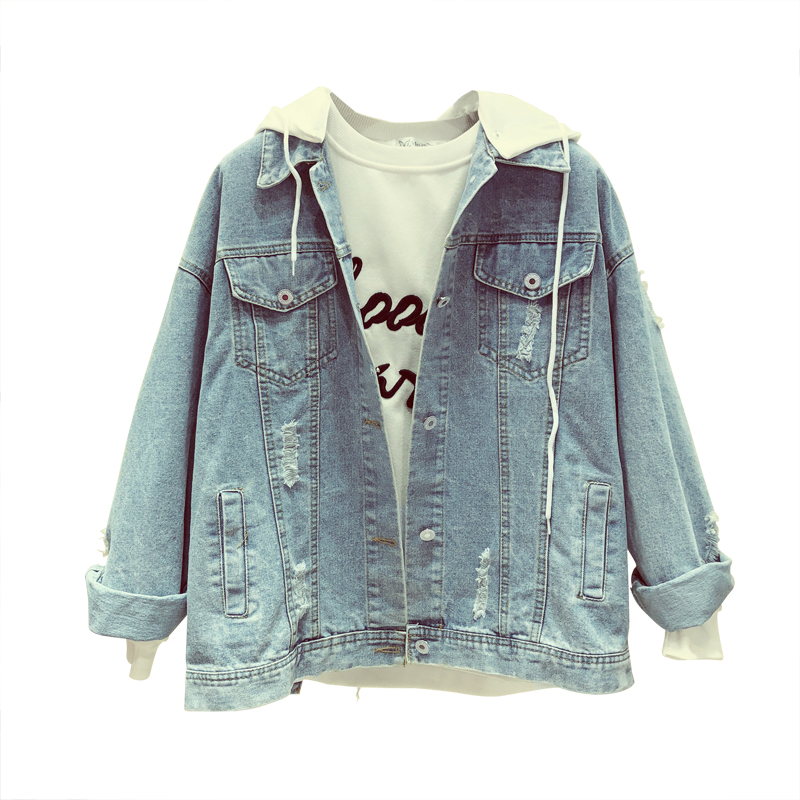 Mozuleva jean manteau femmes printemps automne style coréen coupe ample grande taille à capuche polyvalent hauts jean manteau et veste femmes