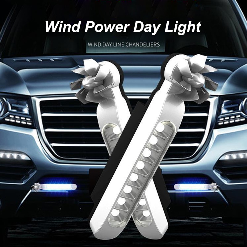 1 Pc 8 LEDs Wind angetrieben Tagfahrlicht Auto Grill Tageslicht Reflektierende Streifen Keine Notwendigkeit Externe Netzteil Universal-