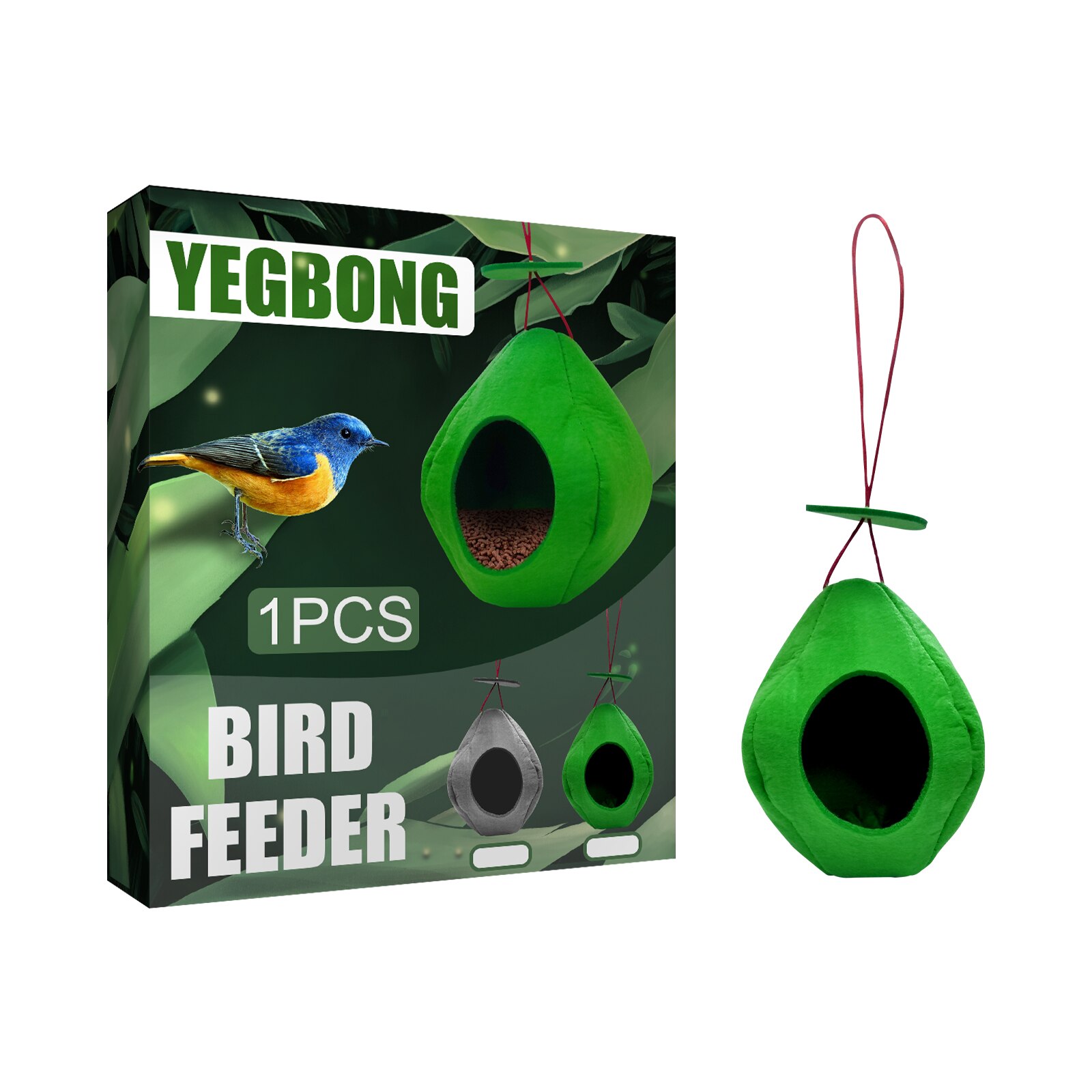 1 Pcs Vogel Benodigdheden Vogelkooi Feeder Papegaai Vogels Water Opknoping Kom Parkiet Feeder Doos Huisdier Kooi Plastic Voedsel Container: green