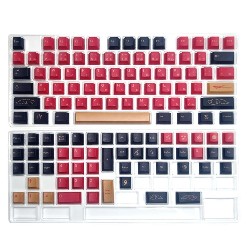 GMK-KEY Red Samurai Profile PBT Keycap Dye Subbed Japanese Keycaps for CHERRY MX Switches Mechanical Keyboard