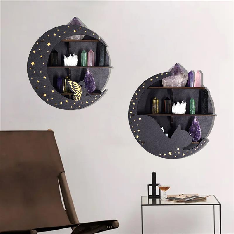 Estante de almacenamiento en forma de luna, molde de silicona INS, colgante de pared de viento, Molde de resina Epoxy hecho a mano, estilo gato, accesorios de decoración del hogar