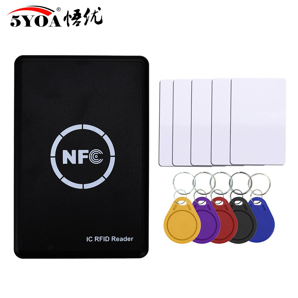 Lector de tarjetas inteligente NFC, escritor, copiadora RFID, duplicador, 13,56 MHz, programador USB, tarjeta IC UID S50 MF ISO14443A: with 5 Keys 5 Cards