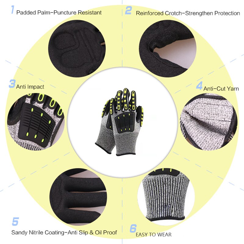Niveau 5 bescherming T-shirts Robuuste snijbestendige kleding Slash-resistente veiligheid Korte mouwen Hals snijbestendige shirts Beschermende kleding(M