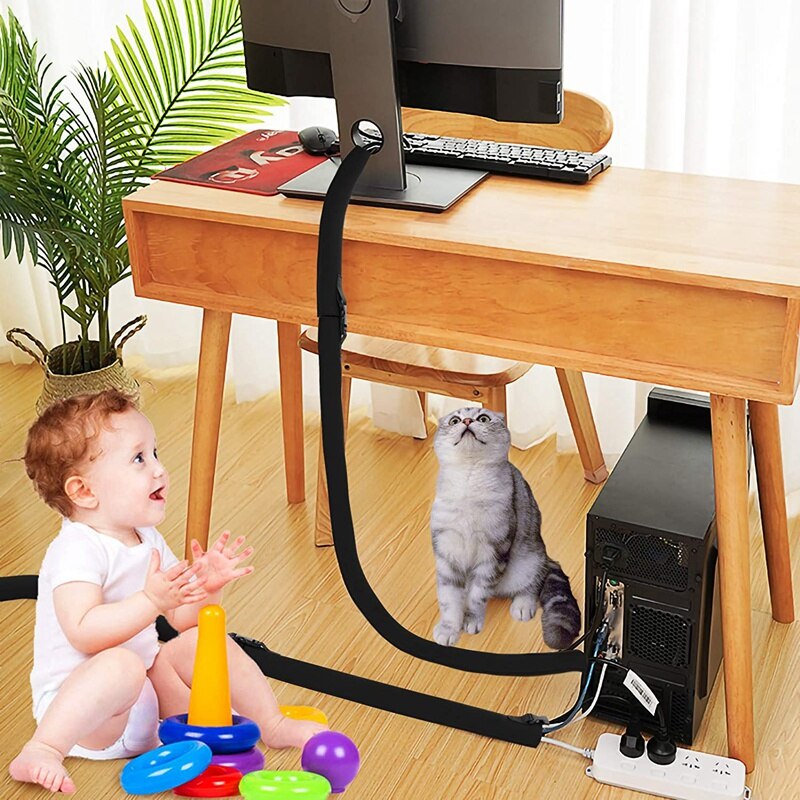 Cable Management Sleeves Cable Tidy Sleeve Zip And Buckle 20 Inch PC Cable Management Organizers Kit With Cable Straps