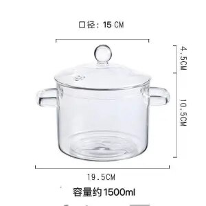 Cacerola de vidrio de Color degradado con cubierta, resistente al calor cazuela, olla de vidrio segura para Pasta, fideos, sopa, leche: 1500ML