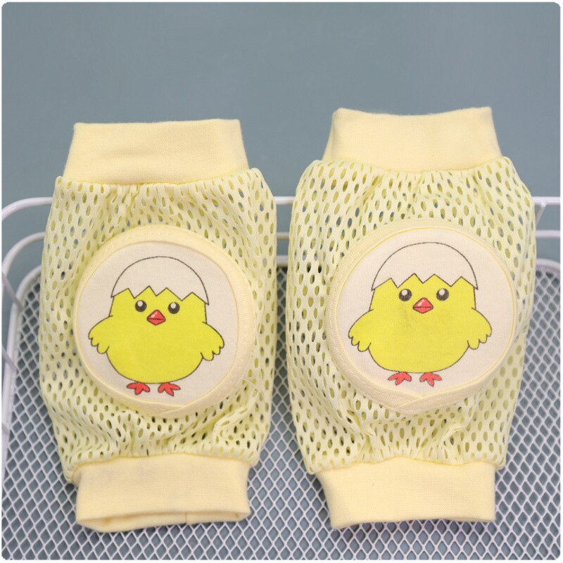 Bébé genou protecteur fille garçon coude ramper coussinets bambins bébé coussinets de sécurité maille respirant maille jambe garde genouillère pour les enfants: chickYellow