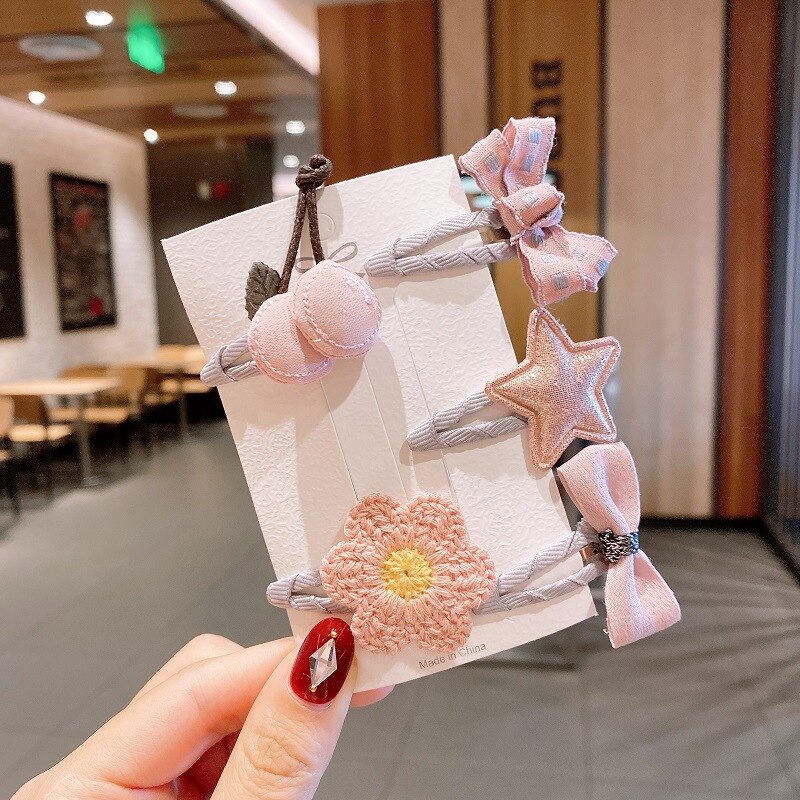 5 Teile/satz freundlicher Baby Nette Blume Bogen Stern Haar Clips Mädchen Karikatur Haarnadeln Barrettes Ornament freundlicher Haar Zubehör: Stil1