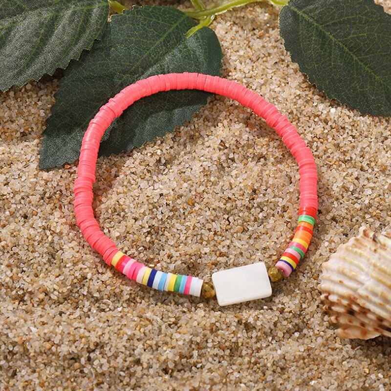 Afrikanske perle perle halskæde kvinder mænd boheme farverig ler heishi choker halskæder boho handamde smykker: Lyserød