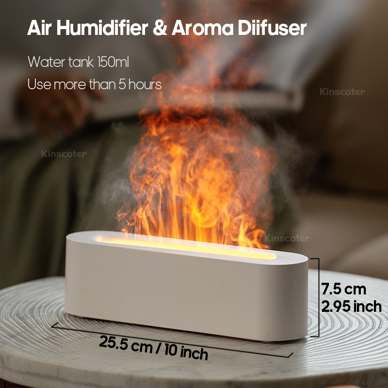 KINSCOTER RGB Vlam Aroma Diffuser Luchtbevochtiger Ultrasone Cool Mist Maker Fogger LED Essentiële Olie Fire LED Lamp Difusor