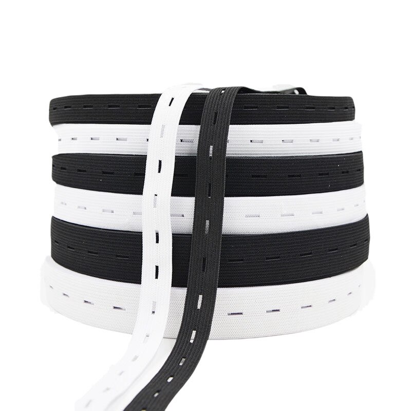 DIY Nähzubehör 15mm 20mm 25mm 30mm Knopfloch Gummiband Weiß Schwarz Knopfloch Hosen Taille verstellbar 1/5 Meter