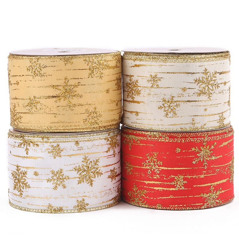 10 meter glitter sneeuwvloklint voor kerstboomversiering op 667a