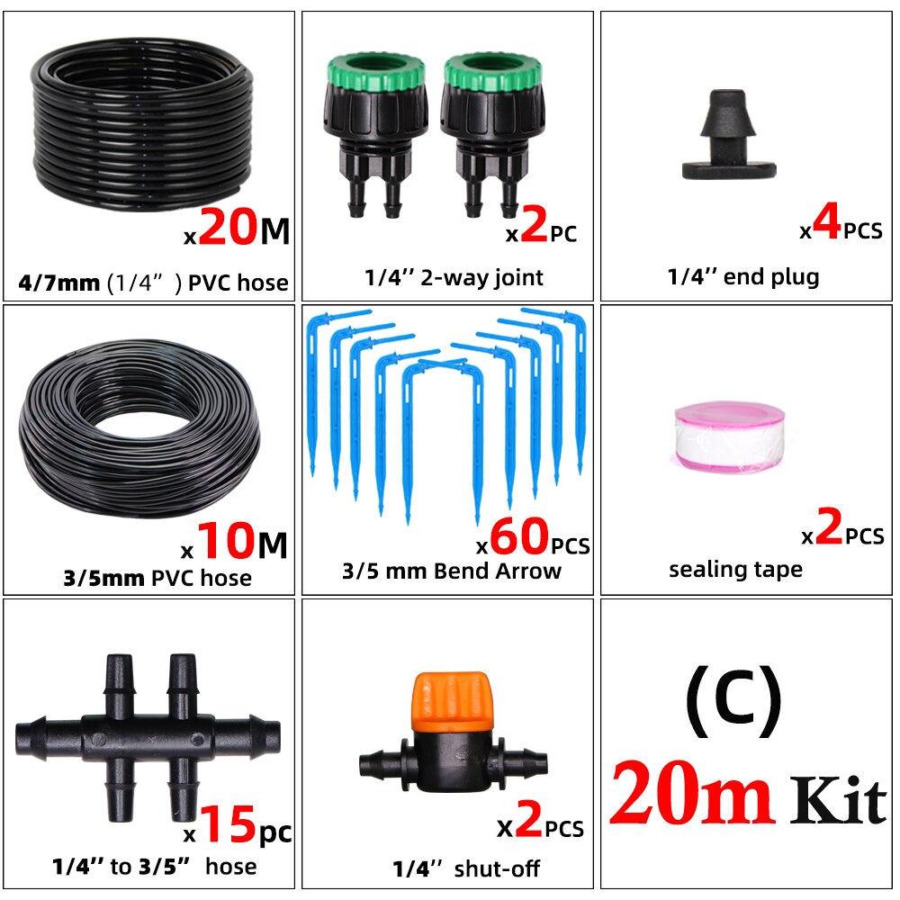 Tuin Automatische Druppelsysteem Kit 4/7-3/5 Mm 4-Manier Automatische Druipen Pijl Connector Geschikt Voor Plant watering: C