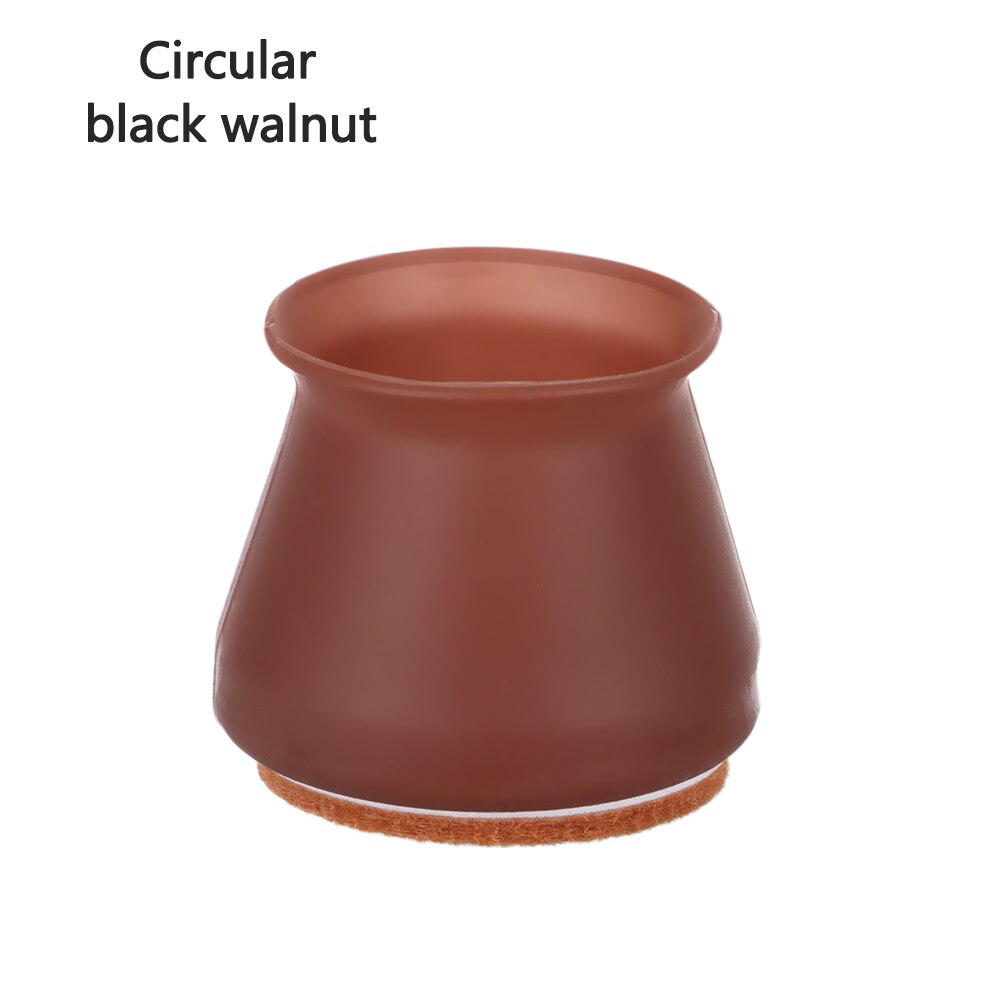 4 Pcs Silicone Round/Square Chair Table Foot Cover Protector Caps with Felt Bottom Furniture Anti-slip Mute Solid Pad: black walnut