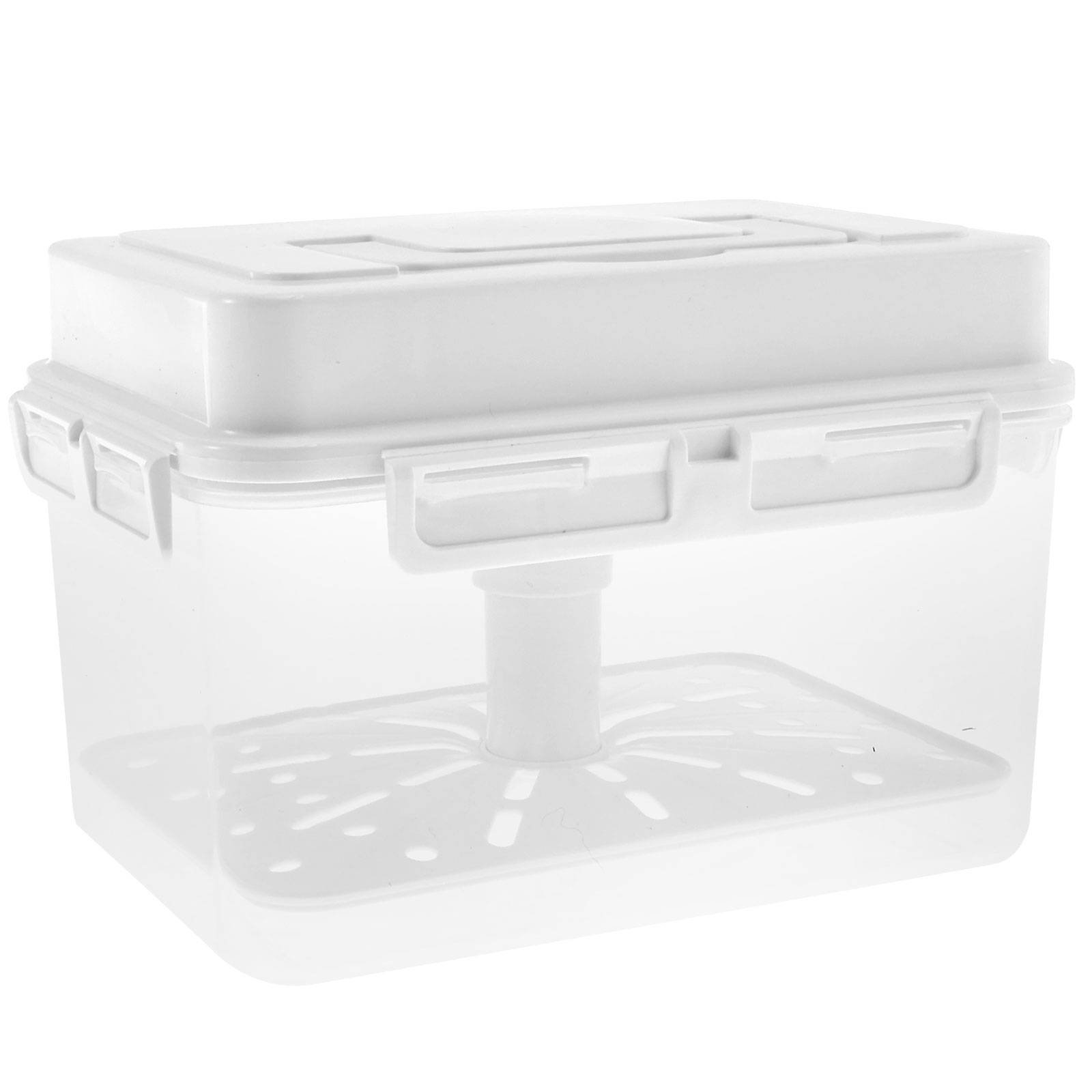 Plastpressefermenteringsbeholder med skjult håndtag pressebakke klar kimchi-pressebeholder god forsegling af surkål: Rosenrød