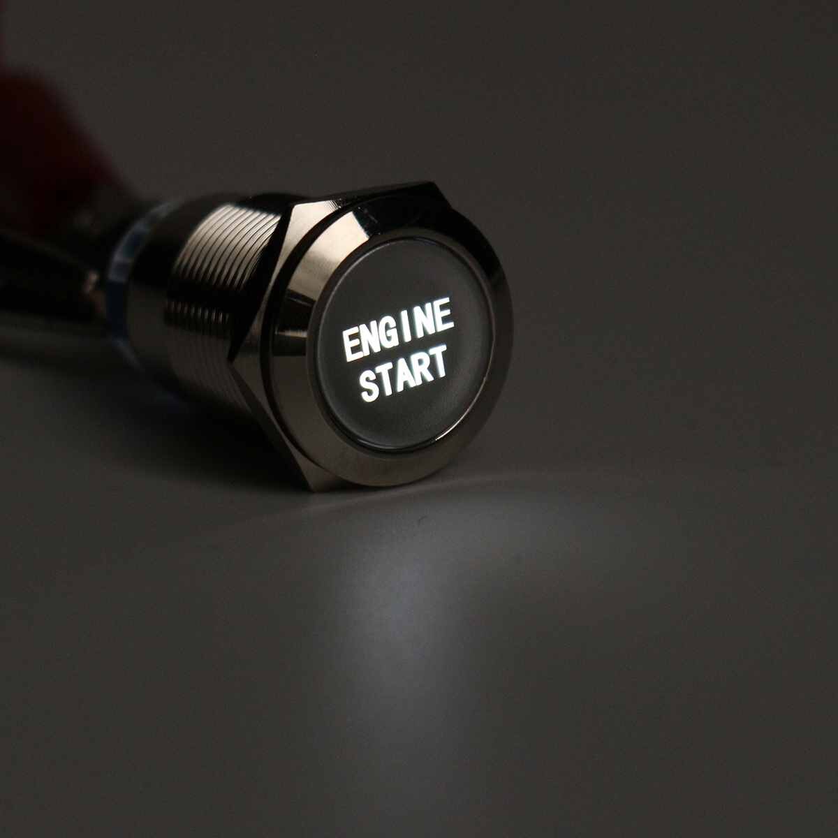 12V 19MM Car LED Push Button Switch Engine Start Momentary Starter Switches Aluminum Waterproof: White
