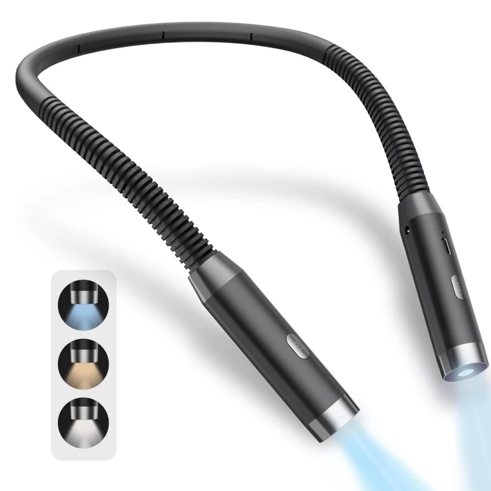 Hals-Leselampe, Buchlichter, Lesen Ich bin Bett, biegsam, langlebig, tragbar, über USB wiederaufladbar, Neuheit, flexibel LED-Buchbeleuchtung