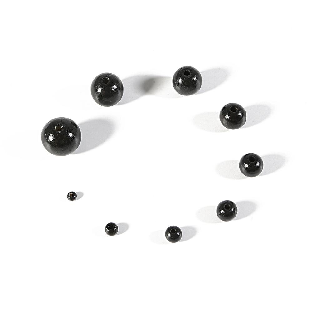 Perles Rondes en Bois Naturel, Noires, Brunes, Rouges, pour Travaux Manuels, Accessoires de Bijouterie, 4, 6, 8, 10, 12, 14, 16, 18, 20mm, Lot de 20 à 100 Pièces: Black / 2MM