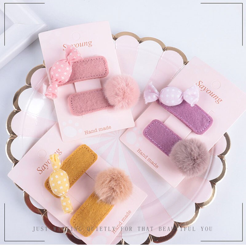 2 pièces Mignon Kid Filles Pinces À Cheveux Bonbons Tandem Boule Pompon Épingles À Cheveux Barrettes Chapeaux Bébé Enfants Cheveux Accessoires Chapeaux