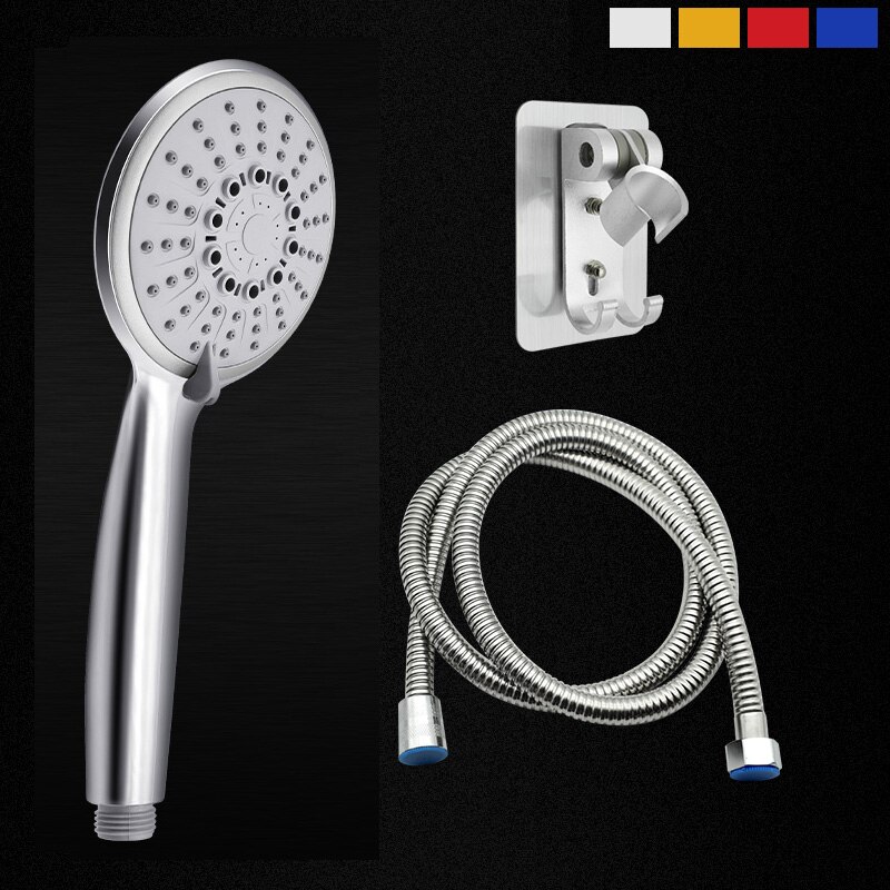 Set 3 Function Spray Chrome Hand Held Shower Head Wall Mounted Shower Set With Hose &amp; Shower Holder Water Saving Shower Sprayer: silver set