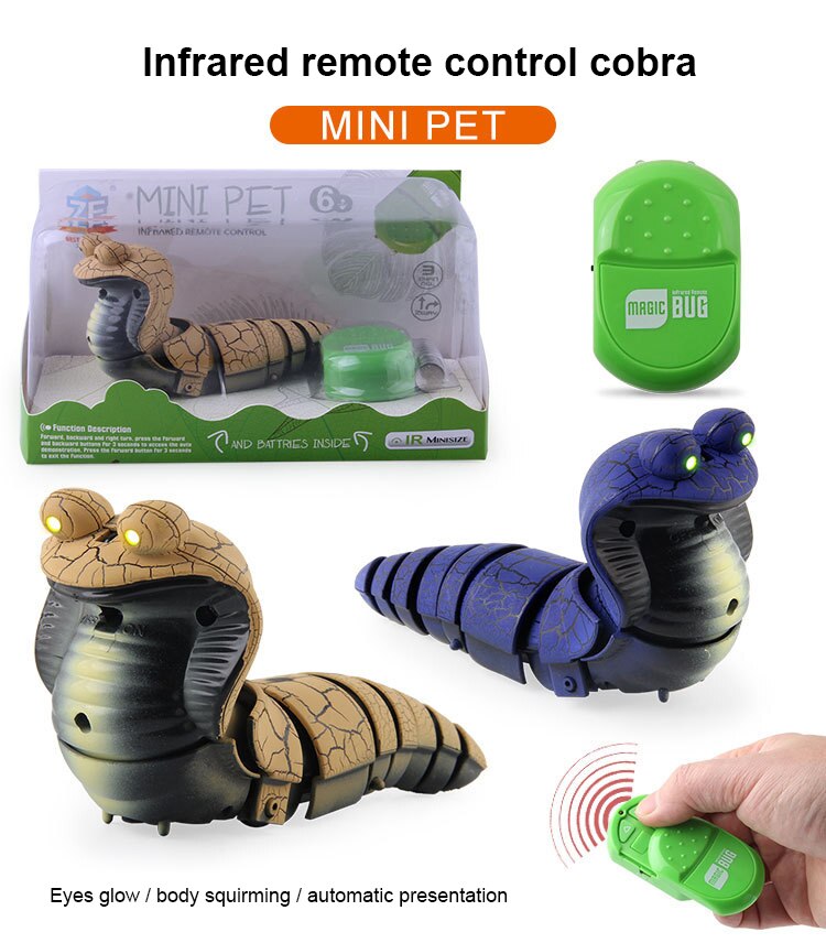 Funny Infrared Remote Control Realistic Cobra Worm Animal Model Kids Toy Prank Prop Intelligence Develop Toys Children Jokes