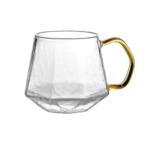 High Borosilicate Glass Cup Glass Mug Glasses Drinking Thick Bottom Cup With Handle 450ML Resistance To Cold Heat: Yellow Handle