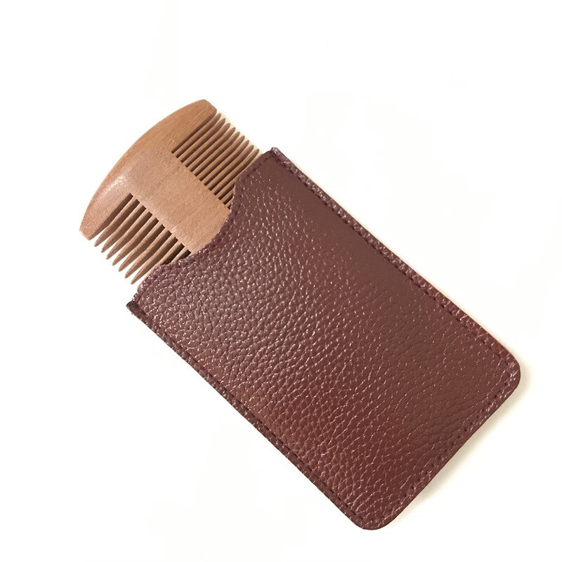 Peine de madera para Barba de sándalo Natural, peine para barba con dientes finos y gruesos-peine de bolsillo antiestático para llevar todos los días