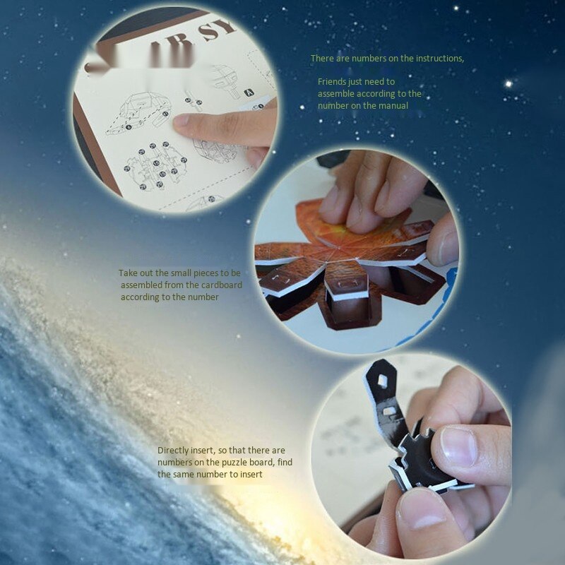 Planètes carte 3D Puzzle papier modèle astronomie apprentissage jouets pour enfants éducatif bricolage système solaire Cognition Puzzles