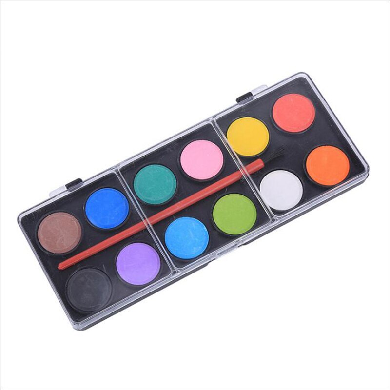 1Set Portable hand-painted watercolor set 12 color beginners entry paint boxed solid watercolor paint learning painting supplies
