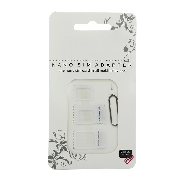 3pcs Nano Adattatore Della Carta di SIM 4 in 1 micro adattatore del sim con Espulsione Pin Key Imballaggio Al Dettaglio per il iPhone 5 5S 6 7 4 per Samsung S8 più