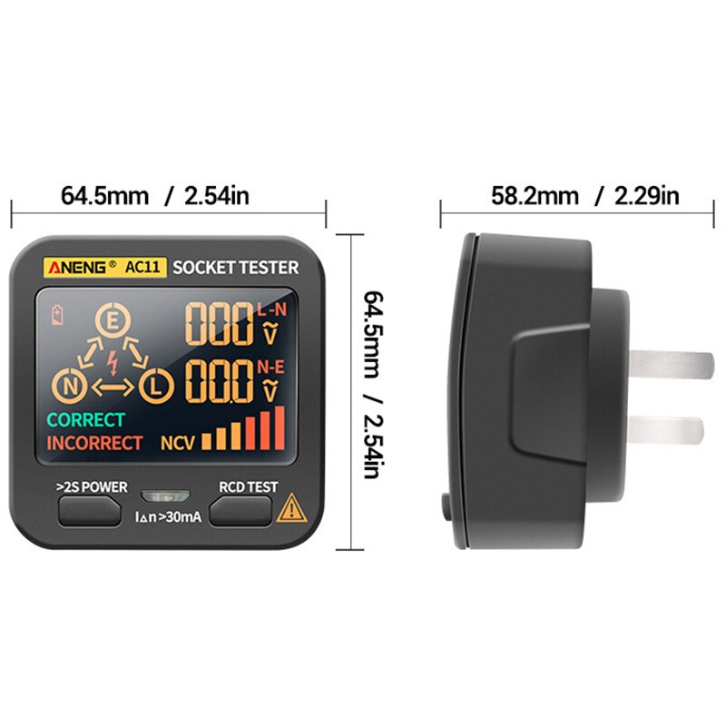 Ac11 digitala testare spänningstestdetektor us/uk/eu/au plug jord noll linje faskontroll ncv test: Us plug