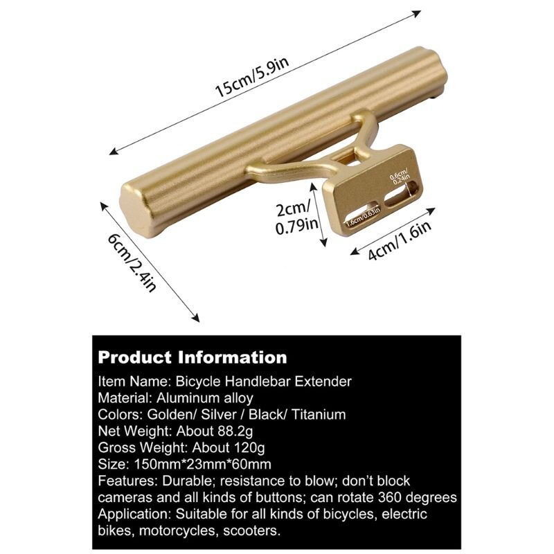 Bike Handlebar Extender Aluminum Bicycle Stem Tube Extension Mount Bracket Stand 77UF