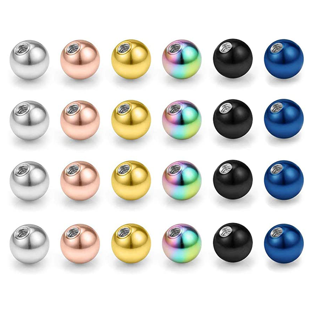Wymiana WKOUD ze stali nierdzewnej na sztyfty Labret kolczyki Piercing biżuteria przegrody pierścienie zewnętrznie gwintowane plastikowe kulki
