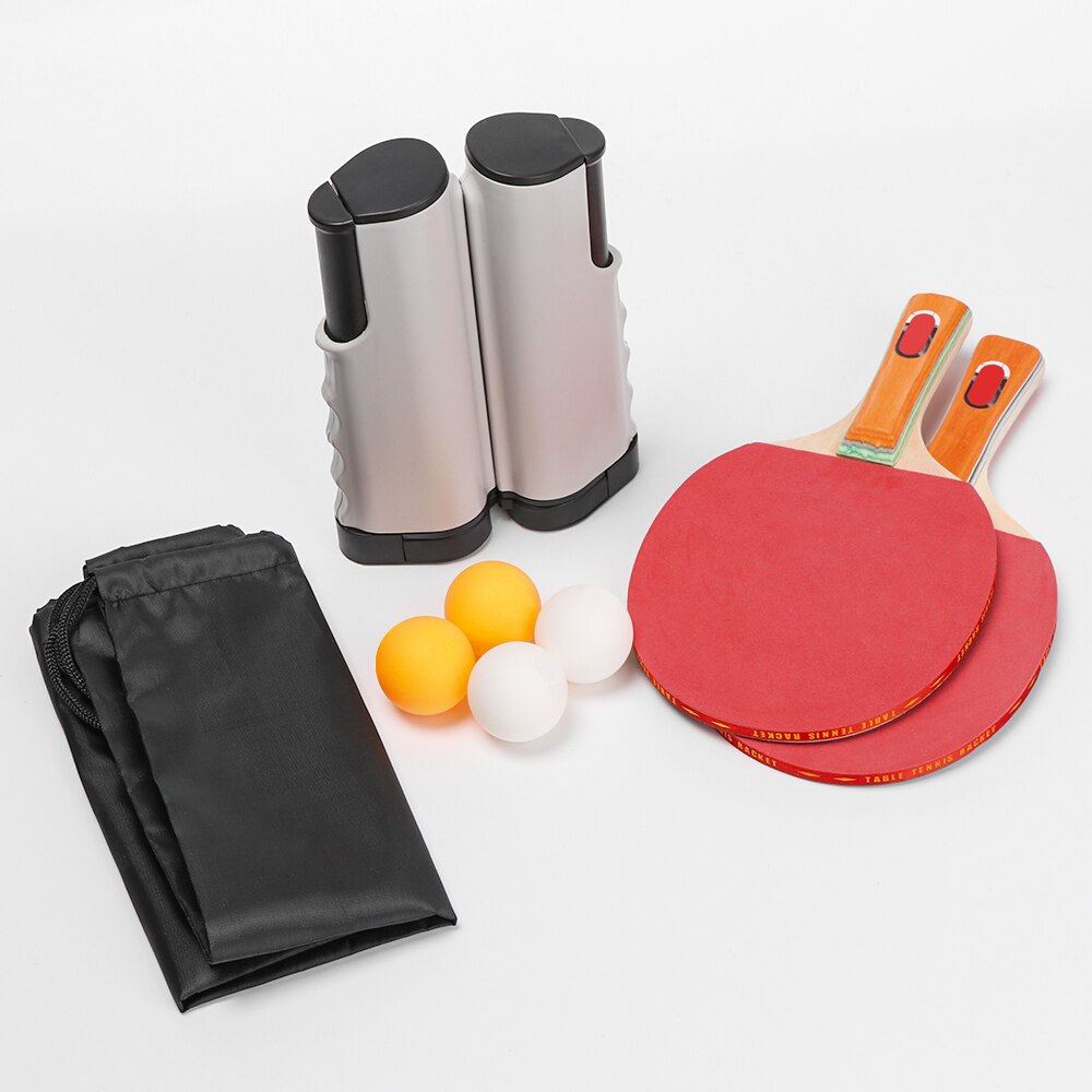 Bärbar bordtennis pingis set 1.9m teleskopnät rack 1 par bordtennis paddel pingis träningstillbehör