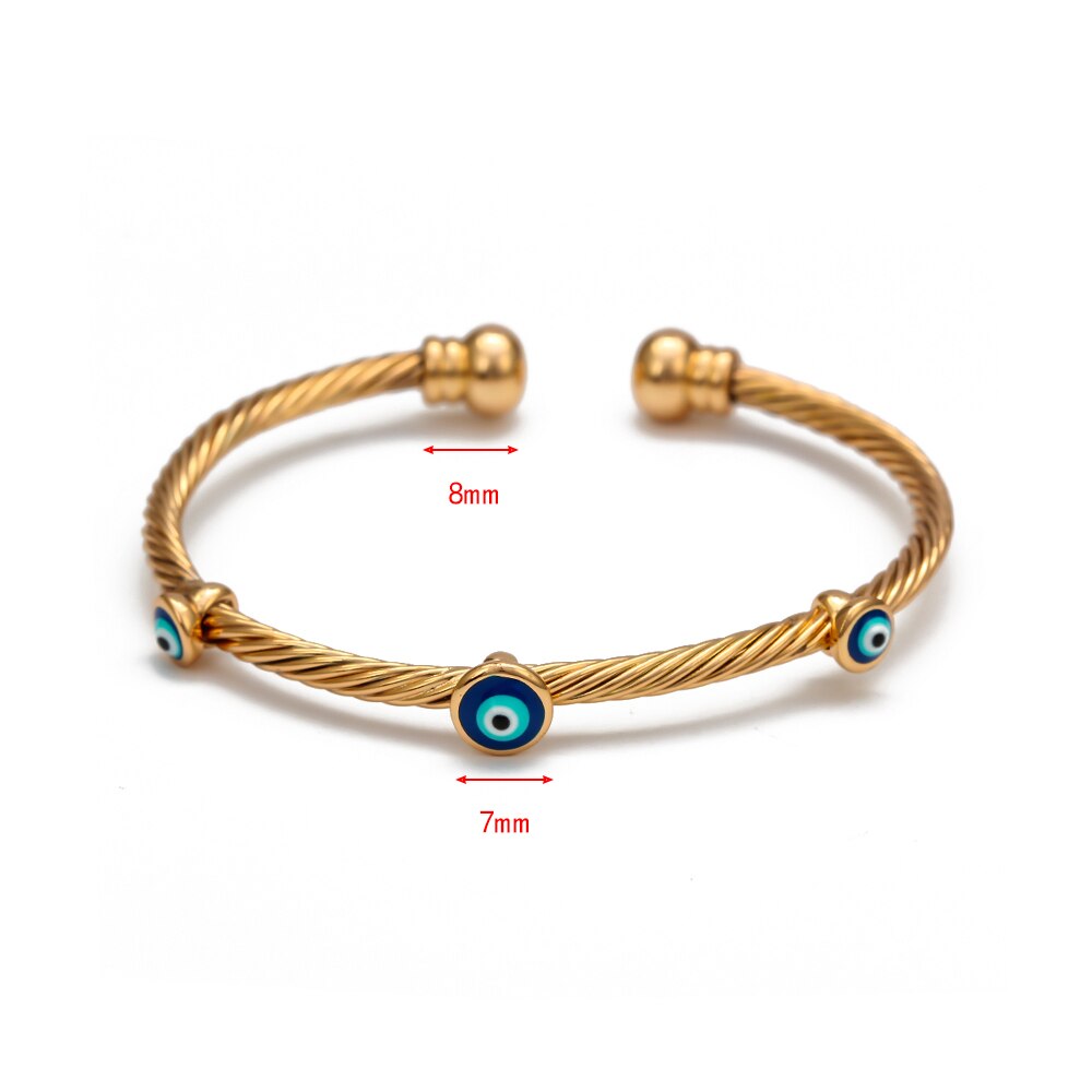 Lucky Eye Dropping Oil Turkish Evil Eye Bangle Bracelet Gold Silver Color Bangles for Women Men Jewelry EY6761