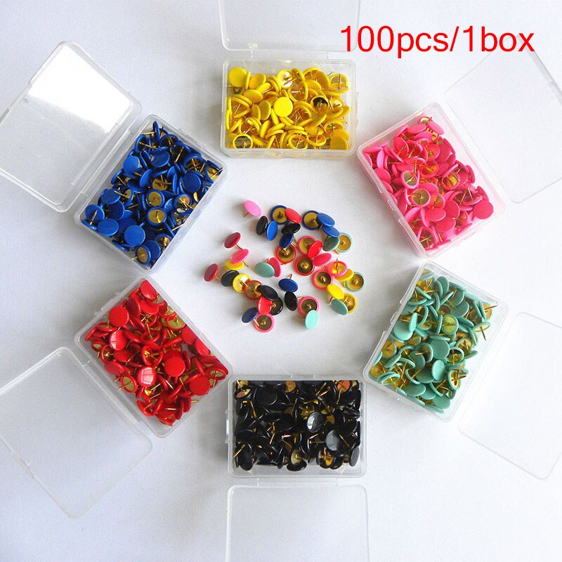 100pc Upholstery Nail Pins Color Decorative Tack Sofa Stud Flat Round Head Nails Fasteners Pushpin Furniture Thumbtack Hardware