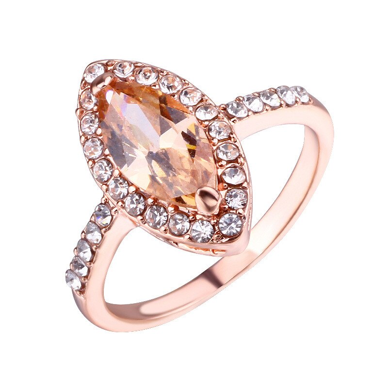 Oval Rosa Zirkon Ringe Für Frauen Schmuck Rose Gold Ring Weibliche Engagement Ring Damen Jahrgang Große Hochzeit Ringe Femme