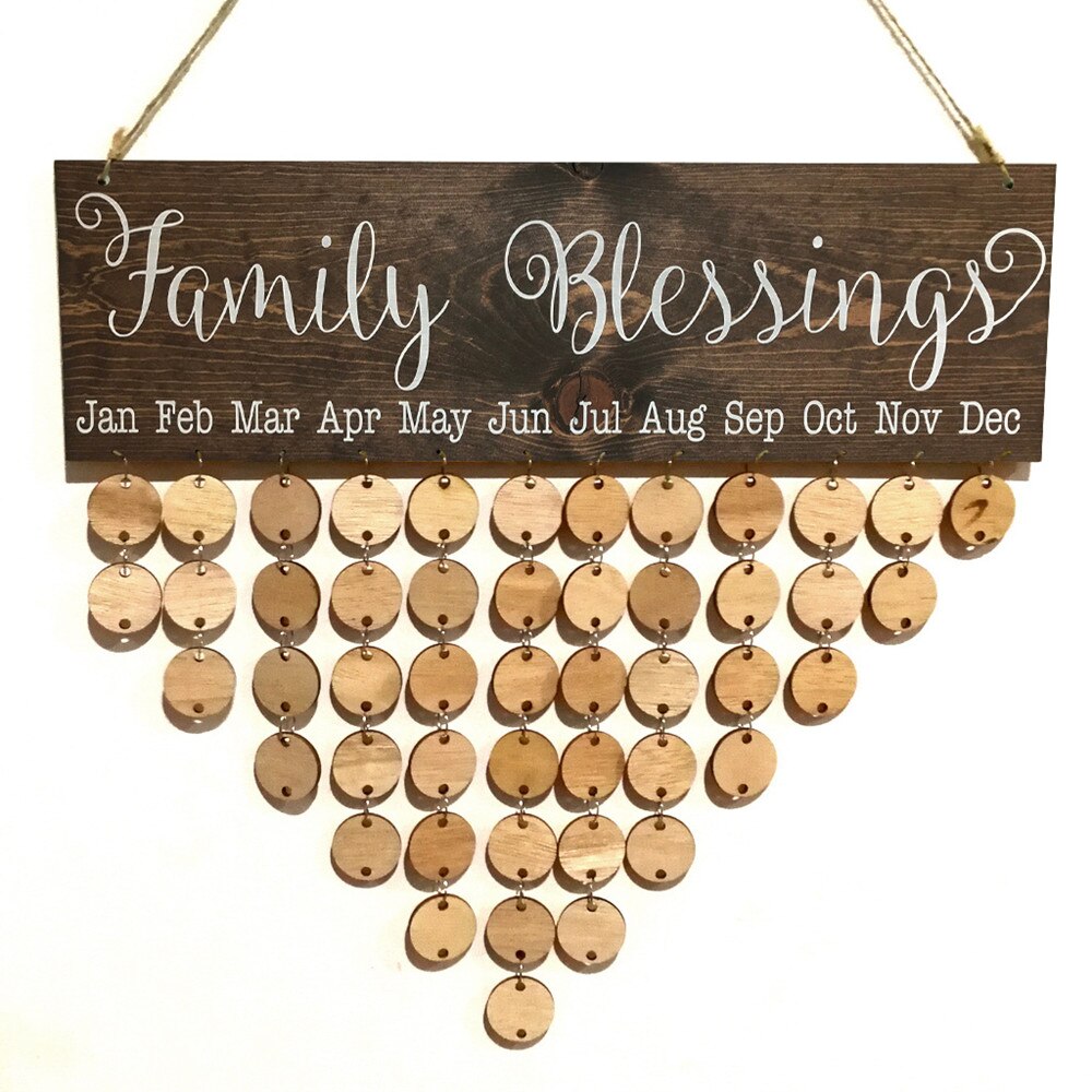 Kerst Verjaardag Speciale Dagen Herinnering Board Thuis Opknoping Decor Houten Kalender Boord Opknoping Ornament Jaar Decoratie: 14