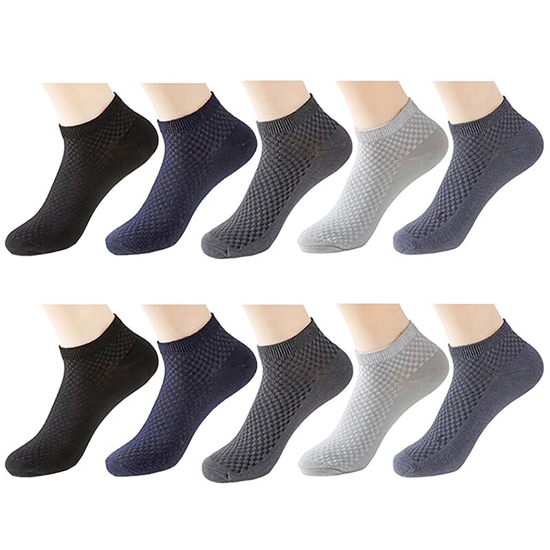 10 par/lot bambu strumpor herr andas antibakteriella korta strumpor herr business casual strumpor fyra säsonger storlek 38-43 euro: 10 par blandad färg
