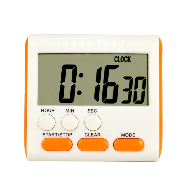 Magnetisk stor lcd digital køkkenur med høj alarm tæller op og ned ur 24 timer 3a batteri køkken timer: Orange