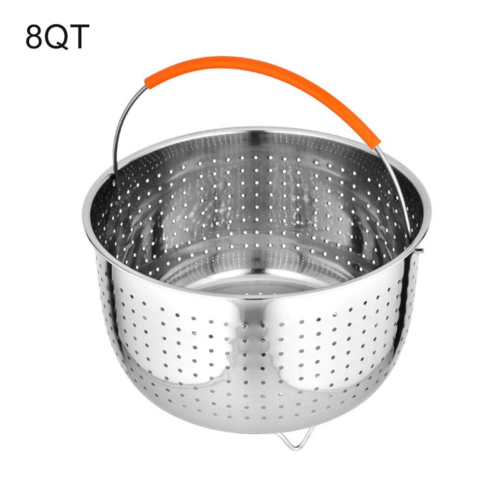 304 Stainless Steel Steamer Cooker Covered Handle Vegetable Fruit Washing Drainer Multifunctional Sturdy Kitchen Accessories: Purple