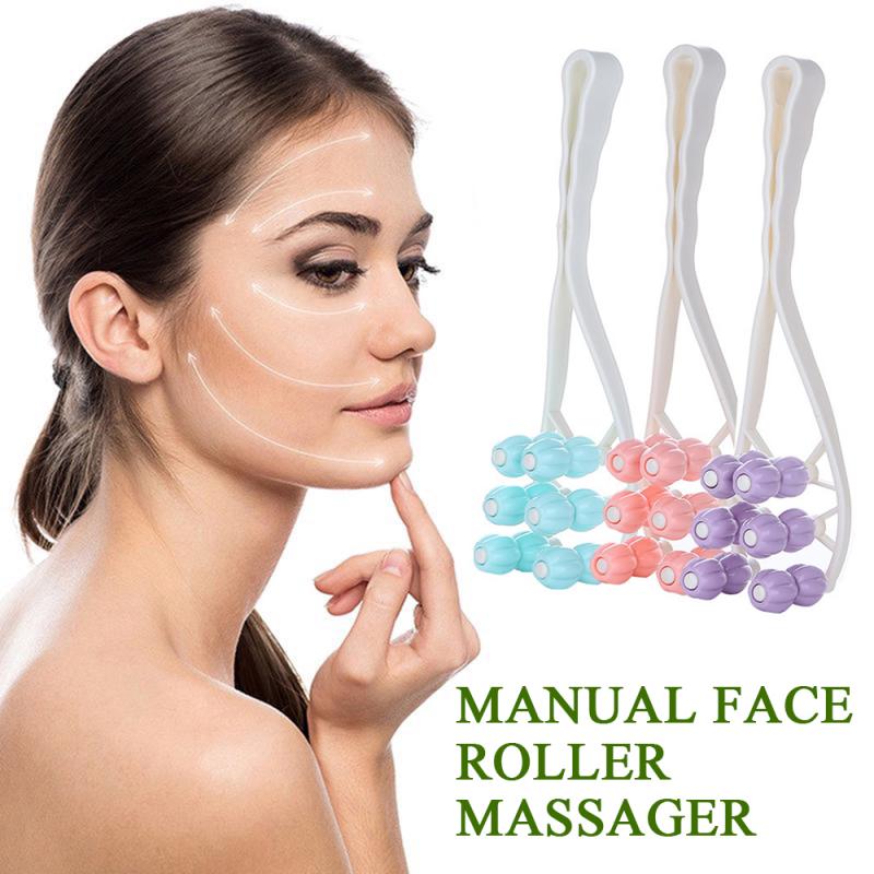Face Lift Up Slimming Flower Shape Anti Wrinkle Improve Relaxation Facial Massager Rollers Manual Portable Cosmetic Makeup Tools: Random Color