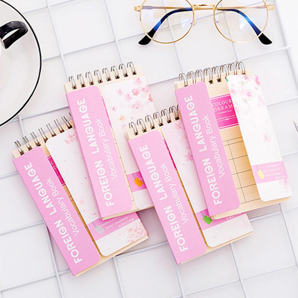 Cherry Blossoms English Word Coil Book Vocabulary Notebook Diary Notepad Hand Memo Book Stationery M17F