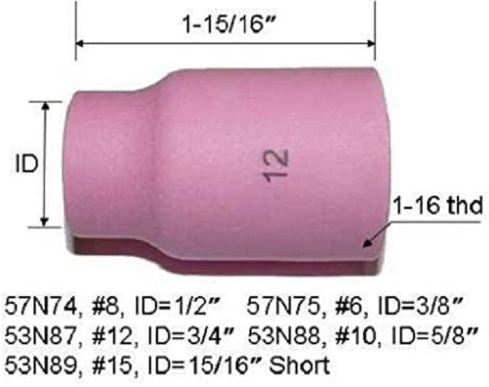 Large TIG Gas Lens Alumina Nozzle Ceramic Cups Kit 53N87#12 53N88#10 53N89#15 57N74#8 57N75#6 Fit SR DB TIG Welding ToTorch 10pk